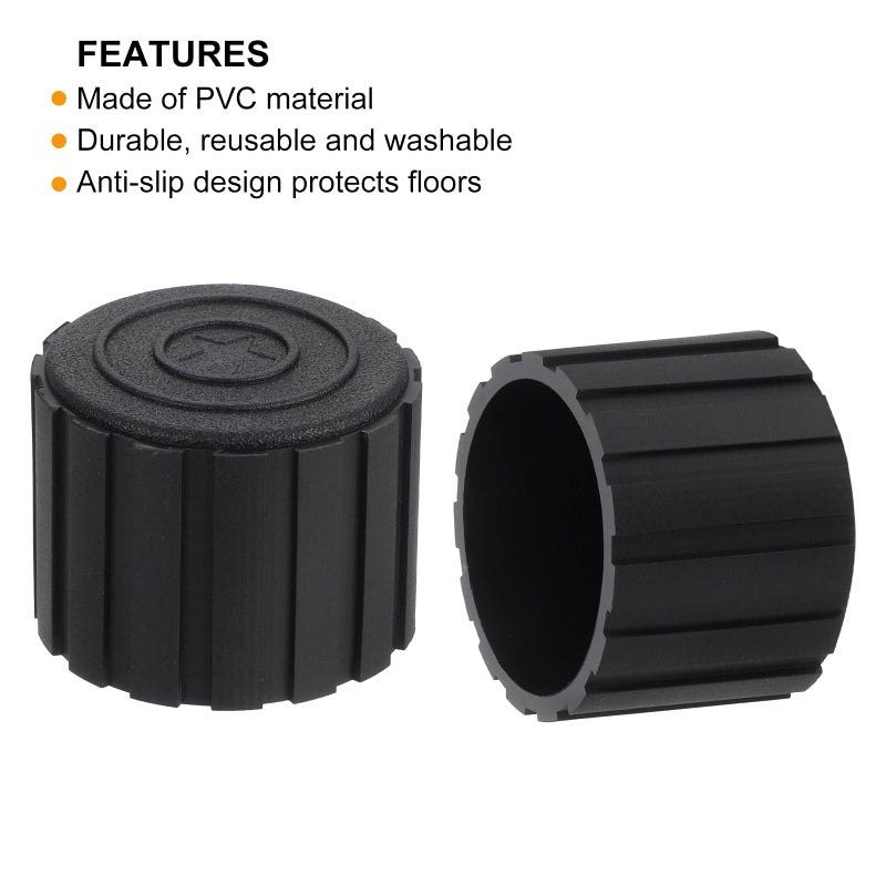 يو إكس سيل 4 قطع من أغطية أطراف أرجل الكرسي من uxcell، غطاء أغطية نهاية أقدام الكرسي غير القابل للانزلاق مقاس 1-1/2 بوصة من مادة PVC، واقيات أرضية أرجل الكرسي الدائري للأثاث، أسود - Image 4